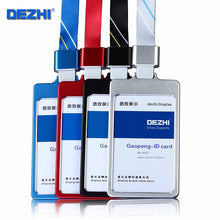 Load image into Gallery viewer, DEZHI High Gloss Business ID Card Holder with 1.5cm Neck Strap,Metal Name Card Case with Lanyard,Customize LOGO Badge Holder