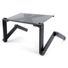Load image into Gallery viewer, Aluminum Lightweight Computer Desk Ergonomic TV Bed Lap Folding Table Bed Ajdustable Laptop Tray Standing Desk with Cooling Fan