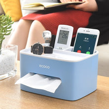 Load image into Gallery viewer, Home office storage Desk Storage Box Multi-functional Remote Control Case Cosmetic Organizer Holder suction paper tissue box