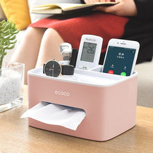 Load image into Gallery viewer, Home office storage Desk Storage Box Multi-functional Remote Control Case Cosmetic Organizer Holder suction paper tissue box