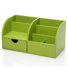 Load image into Gallery viewer, Half PU Leather Office Desk Organizer Marble Stationery Pen Pencil Holder Storage Box Container Multi Function Wood Structure