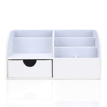 Load image into Gallery viewer, Half PU Leather Office Desk Organizer Marble Stationery Pen Pencil Holder Storage Box Container Multi Function Wood Structure