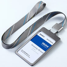 Load image into Gallery viewer, DEZHI High Gloss Business ID Card Holder with 1.5cm Neck Strap,Metal Name Card Case with Lanyard,Customize LOGO Badge Holder