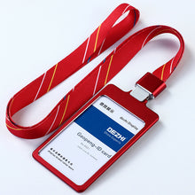 Load image into Gallery viewer, DEZHI High Gloss Business ID Card Holder with 1.5cm Neck Strap,Metal Name Card Case with Lanyard,Customize LOGO Badge Holder