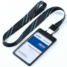 Load image into Gallery viewer, DEZHI High Gloss Business ID Card Holder with 1.5cm Neck Strap,Metal Name Card Case with Lanyard,Customize LOGO Badge Holder