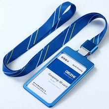Load image into Gallery viewer, DEZHI High Gloss Business ID Card Holder with 1.5cm Neck Strap,Metal Name Card Case with Lanyard,Customize LOGO Badge Holder