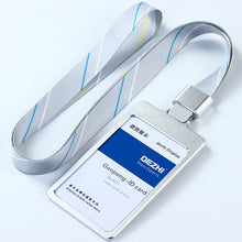 Load image into Gallery viewer, DEZHI High Gloss Business ID Card Holder with 1.5cm Neck Strap,Metal Name Card Case with Lanyard,Customize LOGO Badge Holder