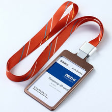 Load image into Gallery viewer, DEZHI High Gloss Business ID Card Holder with 1.5cm Neck Strap,Metal Name Card Case with Lanyard,Customize LOGO Badge Holder