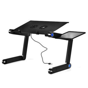 Aluminum Lightweight Computer Desk Ergonomic TV Bed Lap Folding Table Bed Ajdustable Laptop Tray Standing Desk with Cooling Fan