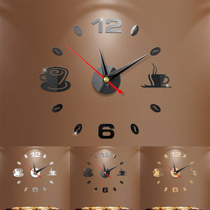 DIY 3D Number Wall Clock Mirror Sticker Home Room modern Office Decor Art Design