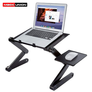 Aluminum Lightweight Computer Desk Ergonomic TV Bed Lap Folding Table Bed Ajdustable Laptop Tray Standing Desk with Cooling Fan