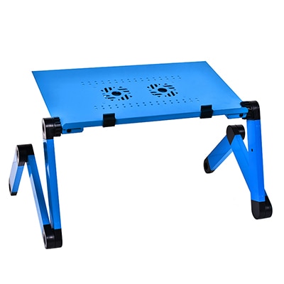 Aluminum Lightweight Computer Desk Ergonomic TV Bed Lap Folding Table Bed Ajdustable Laptop Tray Standing Desk with Cooling Fan