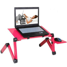 Load image into Gallery viewer, Aluminum Lightweight Computer Desk Ergonomic TV Bed Lap Folding Table Bed Ajdustable Laptop Tray Standing Desk with Cooling Fan
