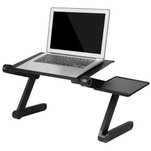 Load image into Gallery viewer, Aluminum Lightweight Computer Desk Ergonomic TV Bed Lap Folding Table Bed Ajdustable Laptop Tray Standing Desk with Cooling Fan

