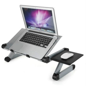 Aluminum Lightweight Computer Desk Ergonomic TV Bed Lap Folding Table Bed Ajdustable Laptop Tray Standing Desk with Cooling Fan