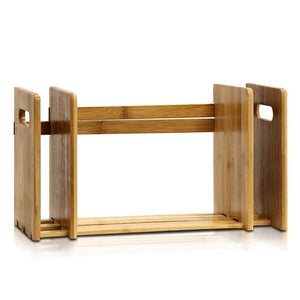 Bamboo Extension Book Rack Bookshelf Desktop Bookcase,Mini Bookshelf Organizer for Office Home Tabletop