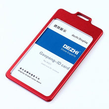 Load image into Gallery viewer, DEZHI High Gloss Business ID Card Holder with 1.5cm Neck Strap,Metal Name Card Case with Lanyard,Customize LOGO Badge Holder

