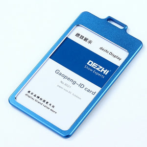 DEZHI High Gloss Business ID Card Holder with 1.5cm Neck Strap,Metal Name Card Case with Lanyard,Customize LOGO Badge Holder