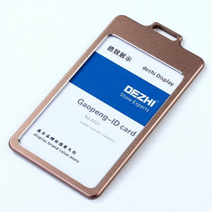 DEZHI High Gloss Business ID Card Holder with 1.5cm Neck Strap,Metal Name Card Case with Lanyard,Customize LOGO Badge Holder