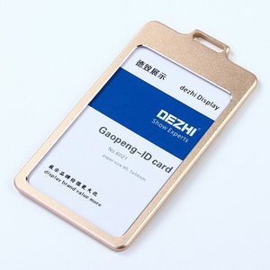 DEZHI High Gloss Business ID Card Holder with 1.5cm Neck Strap,Metal Name Card Case with Lanyard,Customize LOGO Badge Holder