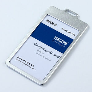 DEZHI High Gloss Business ID Card Holder with 1.5cm Neck Strap,Metal Name Card Case with Lanyard,Customize LOGO Badge Holder