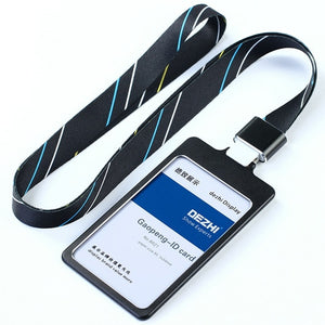 DEZHI High Gloss Business ID Card Holder with 1.5cm Neck Strap,Metal Name Card Case with Lanyard,Customize LOGO Badge Holder